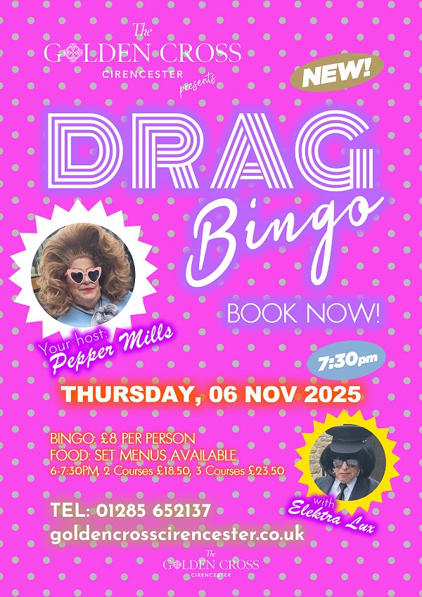 Drag Bingo with Pepper Mills & Electra Lux at The Golden Cross, Cirencester