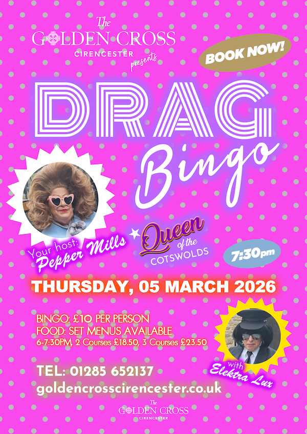 Drag Bingo with Pepper Mills & Electra Lux at The Golden Cross, Cirencester