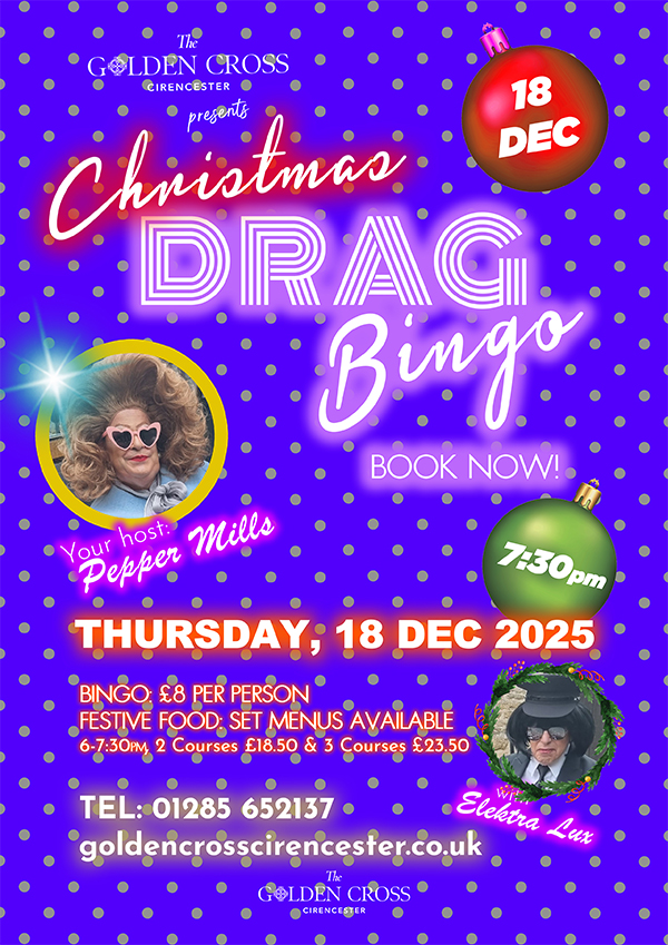 Drag Bingo with Pepper Mills & Electra Lux at The Golden Cross, Cirencester